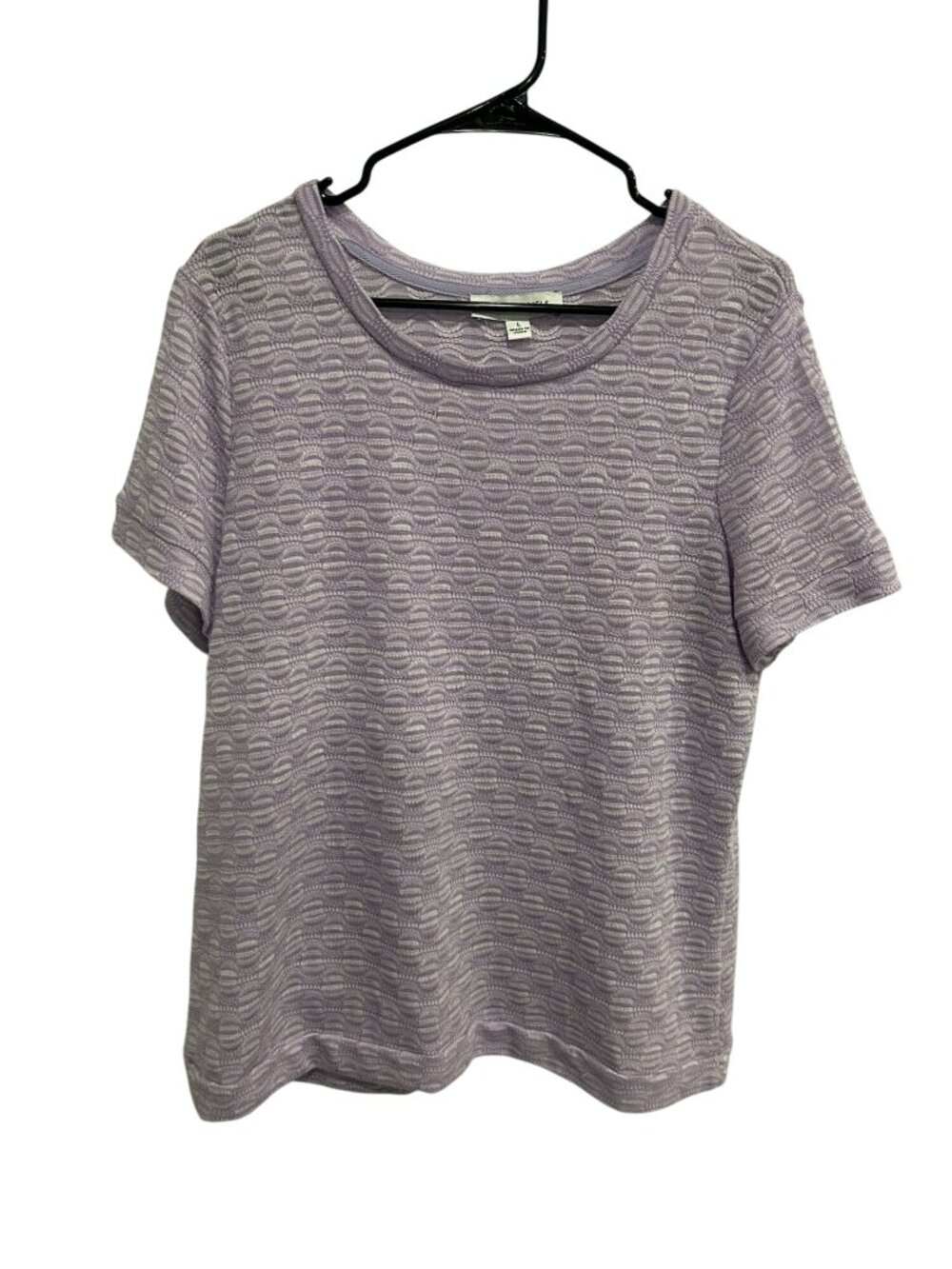 Emily Daniels Large Textured Lavender Short-Sleeve Top Lightweight Minimalist